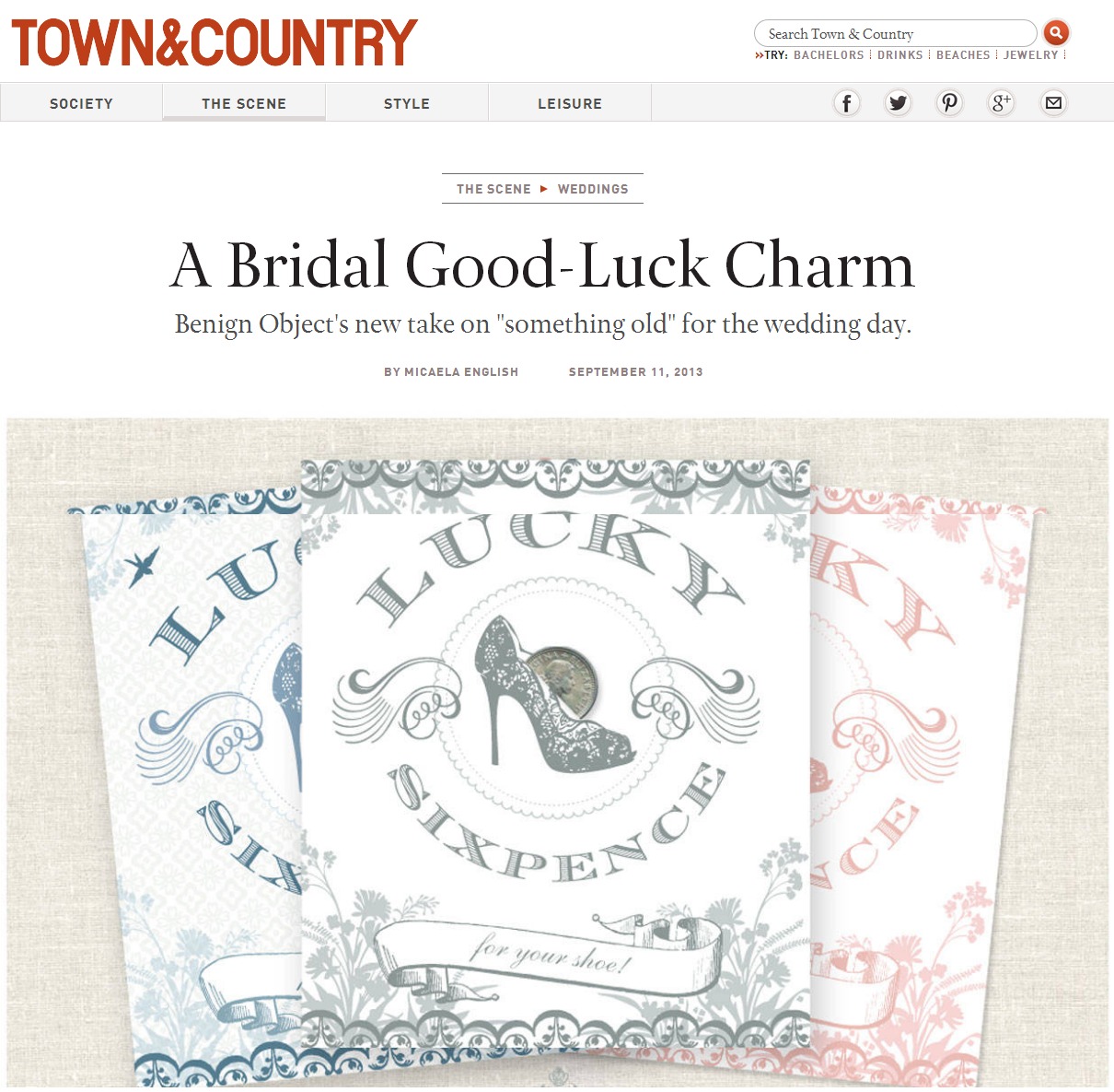 Town & Country Weddings features Benign Objects