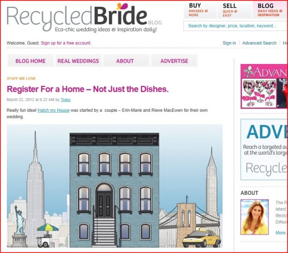 Recycled Bride features Hatch My House