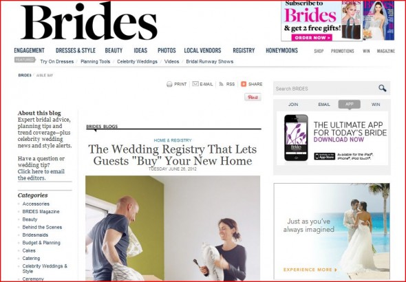 Brides features Hatch My House wedding registry