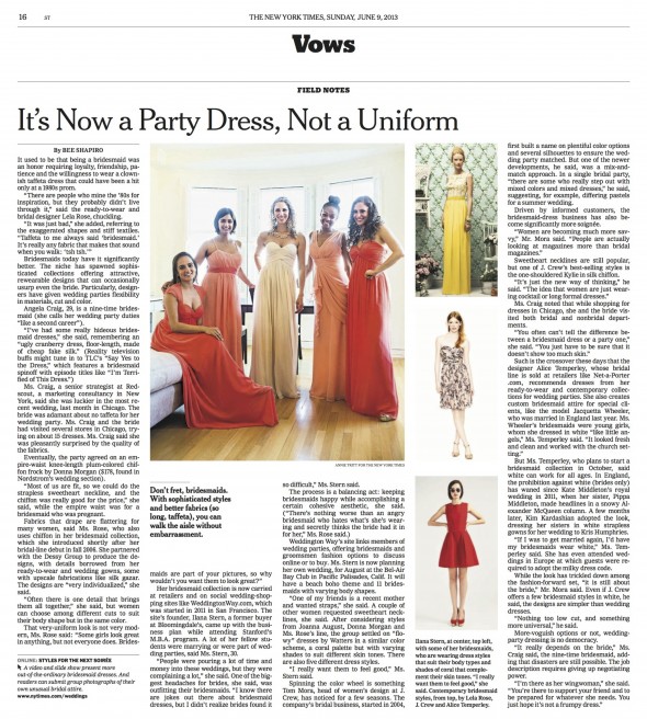 Weddington Way featured in The New York times June 2013